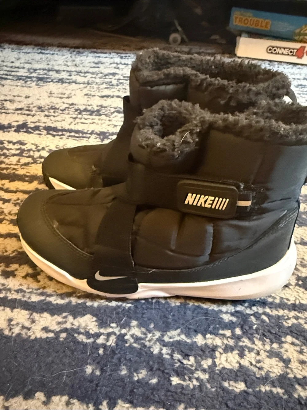 Nike Kids Black and White Puffer Winter Boots